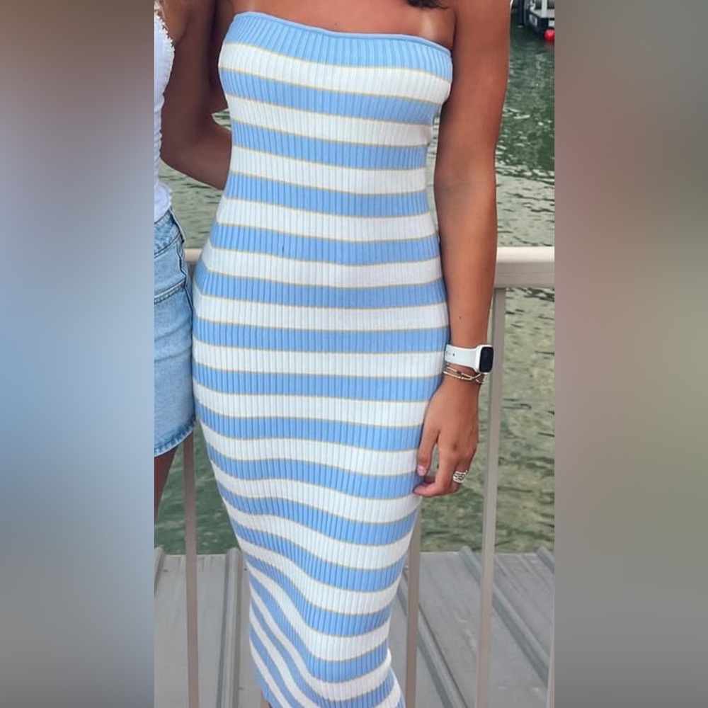 Striped Blue and White Dress